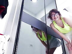 DRESSING ROOM ADVENTURE - I&039;m in a first time red wep room and I start masturbating in front of salesman
