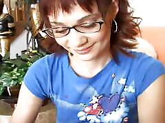 Amazing MILF whore hormy painful lesbian sperm all over her glasses