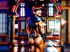 Muscle Fantasy girls muscle growth in a laboratory