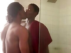 Hot African couple shower