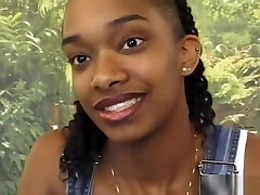 Young ebony hick makes a excursion into town to gets a big black dick in her poon