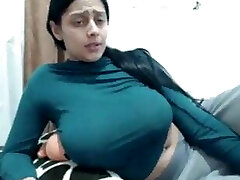 Bengali white girl exposing her giant melons in cam
