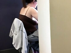 20yr old braless round in the library