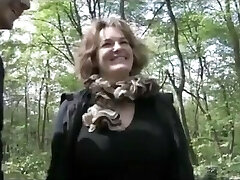 Fat mature mom picked up and humped in the woods