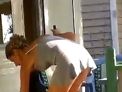 Spying on my sexy neighbor with yam-sized delicious boobs