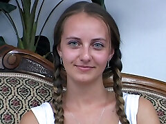 First time naked in front of the camera and the pussy is already spanking