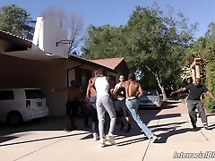 Promiscuous Nina Elle sucks as much black shaft as she can