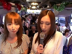 Japanese party bus orgy with girls boning strangers