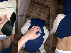 Oral Job and Doggy Fuck With Hijab Desi Coworker Domme On Factory Stairs