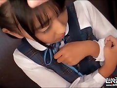 Sexy schoolgirl Airi Sato opens mouth wide and gets throat romped