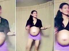 Dancing and Teasing Pregnant Babe