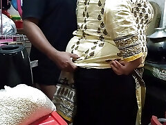 Tamil 55 year old hot mother in law fucked by son in law in kitchen - Cum in the yam-sized ass