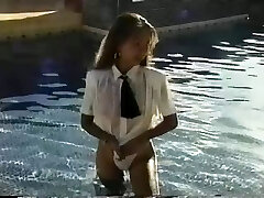 Outdoor solo scene where a fine looking cougar boasts on her mind-blowing orbs