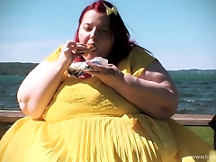 Amateur redhead jerks then gives a blowjob