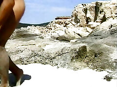 Great German chick with dark hair gets a hard anal bang at the beach