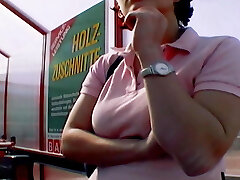 A busty and horny German chick enjoys pleasuring her puss on a picnic