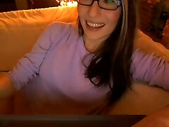 girl in glasses cums