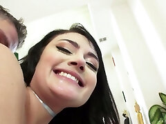 Floozy in torn stocking Adria Rae takes a dick in her twat and anus