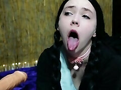 Wednesday Addams Gets HUGE Facial Cumshot!