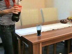 Redhead amateur beaver on the table