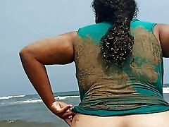 Pregnant slut Wife Shows Her snatch In Public Beach