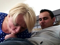 He helps blonde grannie