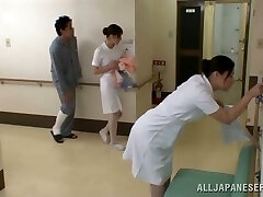Japanese nurse seduces horny stud and sucks his dick