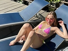Anna Claire Clouds takes off her bathing suit to suck a sausage and fuck