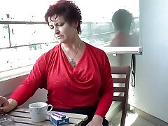 Horny shaking mature mom tits torn up after work