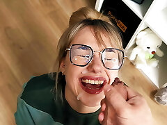 Slutty family! Stepfather Massively poured seed on my face. Deep throat