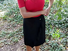 Watch my milf wife with big congenital globes stripping outdoors - naughty exhibitionist fun