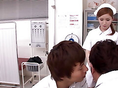 JAPANESE Crazy NURSE GETS FUCKED BY TWO COCKS CREAMPIE