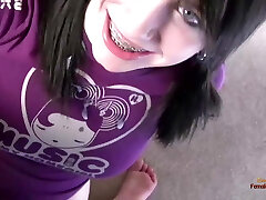Busty brunette schoolgirl craving his torrid cum
