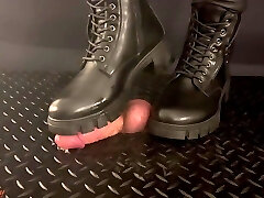 Black Combat Snow Boots Cock Crush & Fullweight