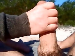 Big cock beach handjob Point Of View