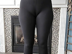 Hotwife MILF Wife in leggings sucks her married neighbor's big fat cock