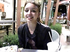 Pretty chick in a wicked trampy dress flashing in public