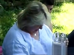 Crazy grandma blowing cock