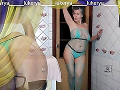 A short video from the latest past flashing hot housewife Lukerya creating a complete set of softcore lingerie.