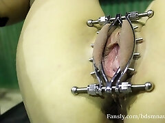 He puts a labia tweak in my muff and plays with it. I's winter, I'm enduring the cold ( BdsmNaughtyGirl )