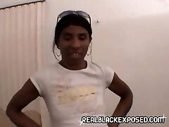 Anthropoid Black girl gets finger fucked for real