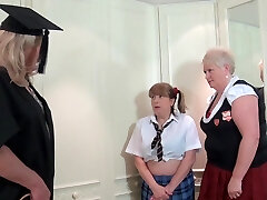 Dude with a puny manstick fucks dirty matures Trisha and Juicy Ginger