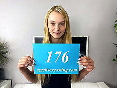 Novice blonde darling shows off in casting