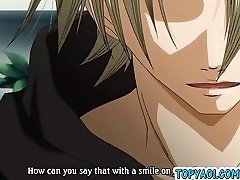 Uber-sexy gay anime men having a tongue kiss make