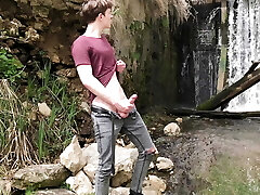 NAUGHTY TEEN With Big Schlong TRIES NOT TO GET CAUGHT Tugging "-" perfect man rod size "-" uncut "-" fit