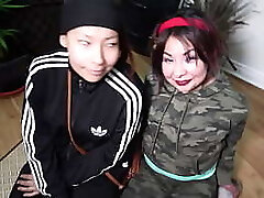 NDNgirls #12 - "_Glad Hour"_ Dual blowjob from 2 Cree Native American Indian teen 18yo lesbians with big tits who wanna attempt their first-ever xxl black cock on NDNgirls native american porn site