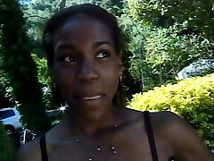Pretty black lesbian mummies are having fun outdoor near the lake