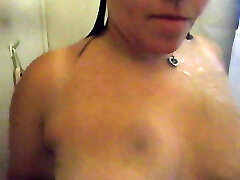 My cousin in the shower with her homie