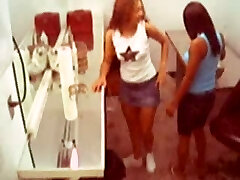 Lesbian cheerleader licking