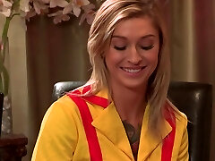 Tattooed blonde hoe has some fun with her hot lesbian lover